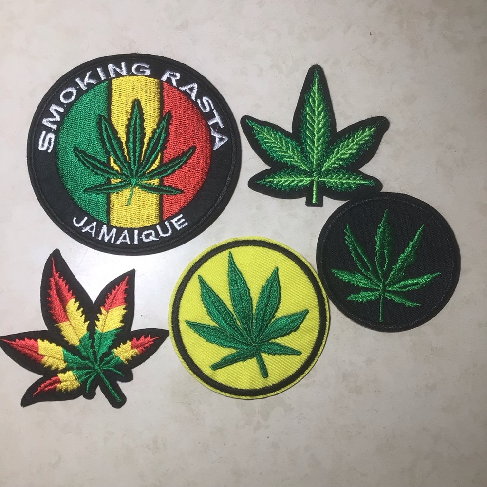 5 iron on patch marijuana pot leaf weed 420 hippie
